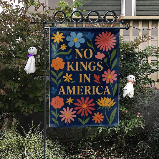 Discover No Kings in America Garden Flag, Bold Patriotic Floral Yard Sign