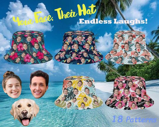 Discover Custom Face Bucket Hat, Beach Party Hat, Personalized Hat