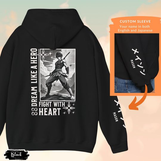 Discover Custom Anime Hoodie Personalized Sleeve Japanese & English Name
