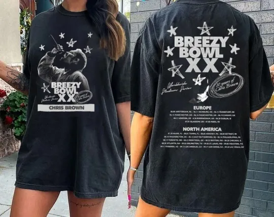 Discover Chris Brown Tour Shirt, 2025 Chris Brown Tour Breezy Bowl XX T-Shirt, Chris