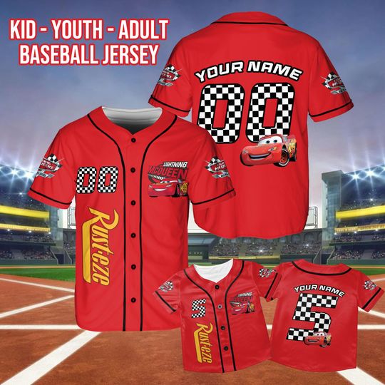 Discover Custom Lightningg McQueenn Baseball Jersey