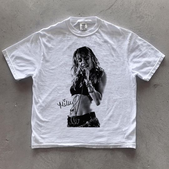 Discover Miley Cyrus White Shirt | 90s Retro Vintage Tshirt