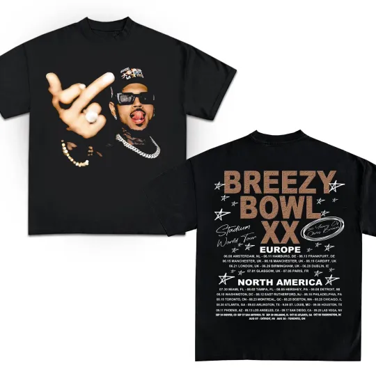 Discover Chris Brown Tour Tee 2025 Breezy Bowl XX Chris Brown Fan T-SHIRT