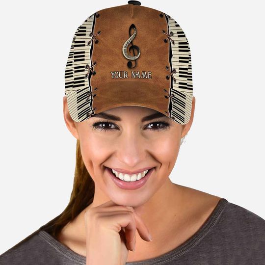 Discover Piano Personalized Leather Pattern Print Classic Cap