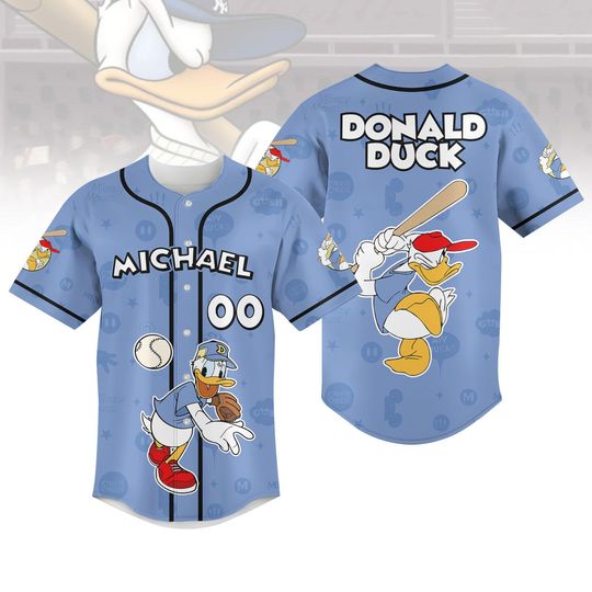Discover Custom Donald Duckk Baseball Jersey, Disneyyy Characters Jersey, Disneyyland Trip Jersey, Family Matching Jersey, Disneyyy Duck Jersey Shirt