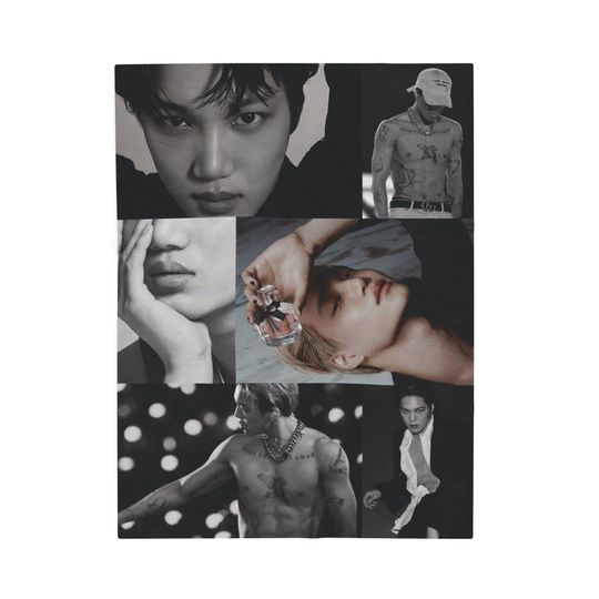 Discover Kpop Exo Kai Kim Jongin Cozy Collage Velveteen Plush Blanket