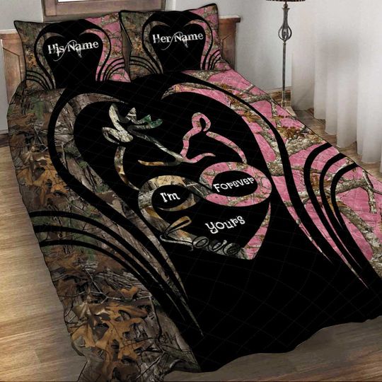 Discover I’m Forever - Personalized Couple Hunting Quilt Set