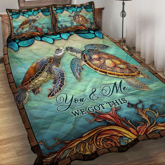 Discover You & Me - Personalized Turtle Quilt Set
