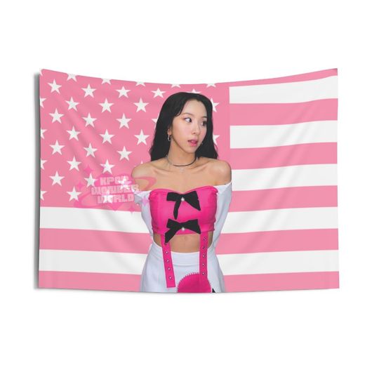 Discover Kpop Twice Chaeyoung Pink America Flag Wall Tapestry