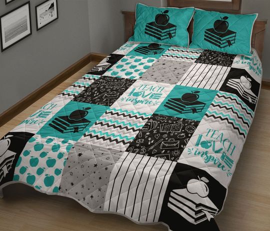 Discover Teach Love Inspire Teacher Quilt Set 0622