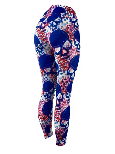 Discover Blue Skulls Stunning Halloween Printed Leggings