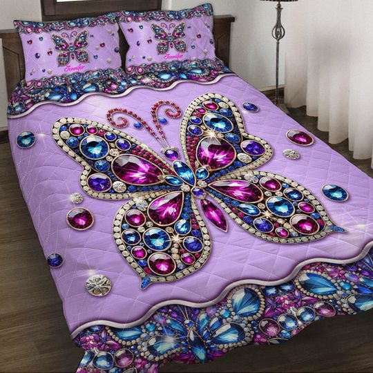 Discover Sparkle Butterfly - Personalized Butterfly Quilt Set
