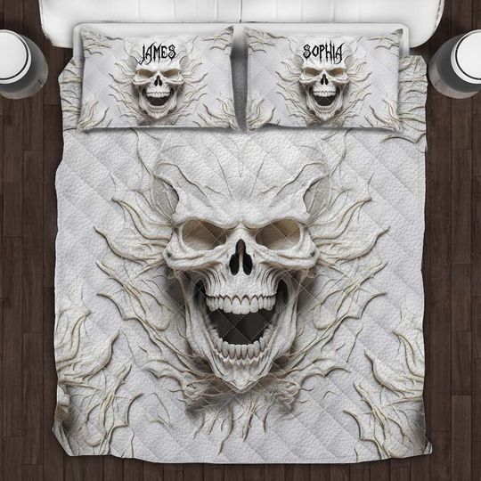 Discover Beautiful White Skeleton - Personalized Skull Quilt Set