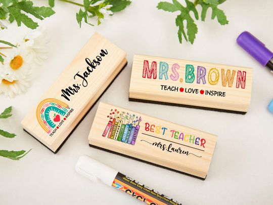 Discover Personalized Teacher Whiteboard Eraser, Custom Teacher Appreciation Gifts, Chalkboard Eraser with Marker