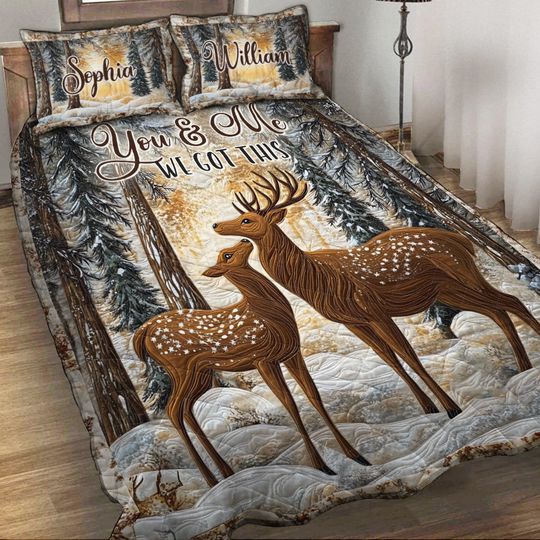 Discover You & Me We Got This - Personalized Hunting Quilt Set