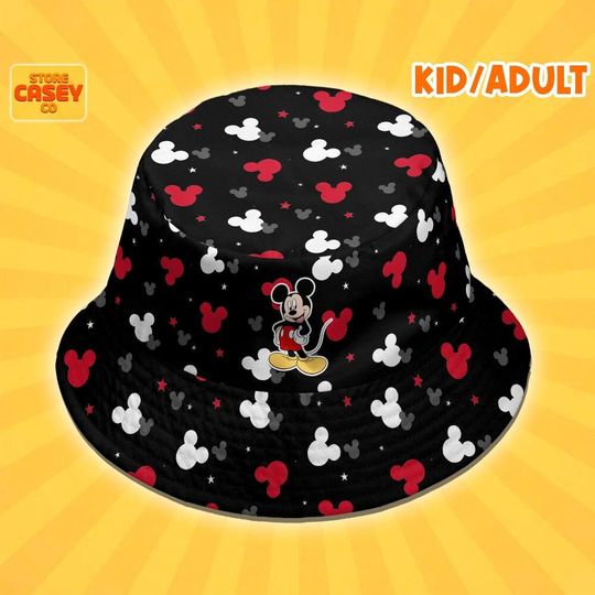 Discover Mickeyy Black Bucket Hat  All Over Print Hat for Disneyyy Trip  Cute Summer Outfit for Park Day, Family Gift Idea, Disneyyy Vacation