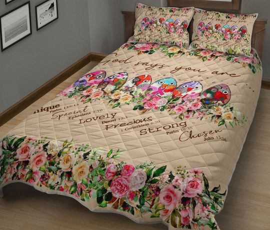 Discover God Says You Are Breast Cancer Awareness  Quilt Set 0622