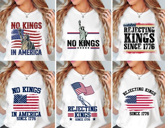 Discover Rejecting Kings Since 1776 shirt, No Kings in America shirt Protest shirt  Pro Democracy shirt