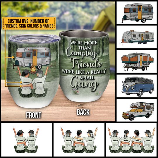 Discover Camping Bestie Like Small Gang Custom Wine Tumbler