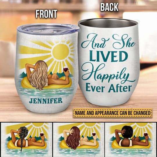Discover Swimming And She Lived Happily Custom Wine Tumbler