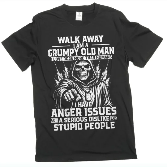 Discover Men's Grumpy Old Man Shirt Walk Away Tee Grandpa Grandfather Birthday Gift Tee