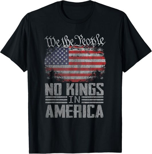 Discover No Kings In America US Flag Vintage Men Women T-Shirt