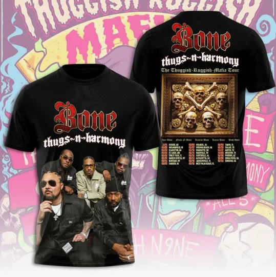 Discover Bone Thugs-N-Harmony The Thuggish-Ruggish-Mafia Tour 2025 3D T-Shirt