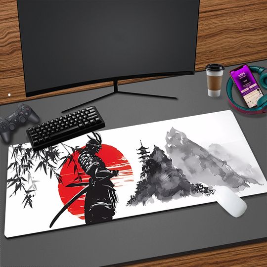 Discover E-sports Mouse Pad Gaming Samurai Sun Pagoda Laptops Desk Mat