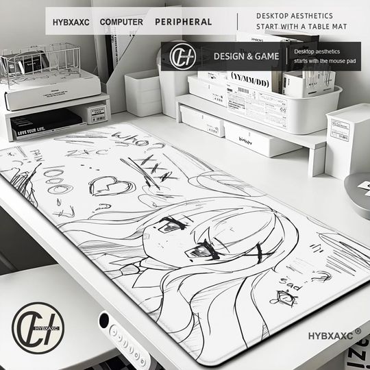 Discover White Anime Mausepad Girl Mouse Mats Gaming Desk Mat
