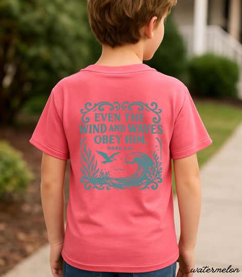 Discover Youth Christian Beach Shirt, Even the Wind and Waves Obeyy Him Shirt