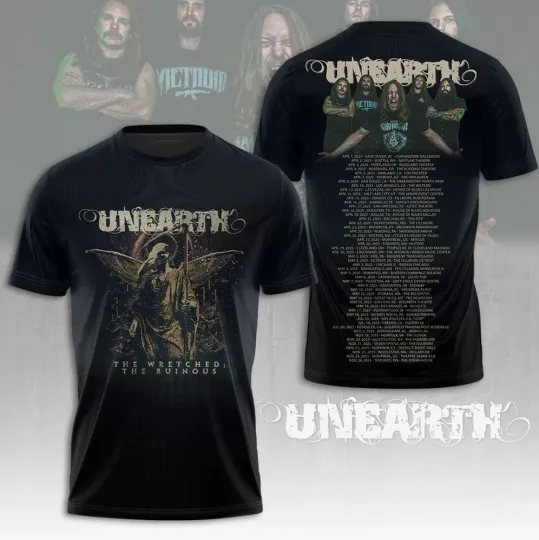 Discover Unearth The Wretched The Ruinous 2025 Tour 3D T-Shirt