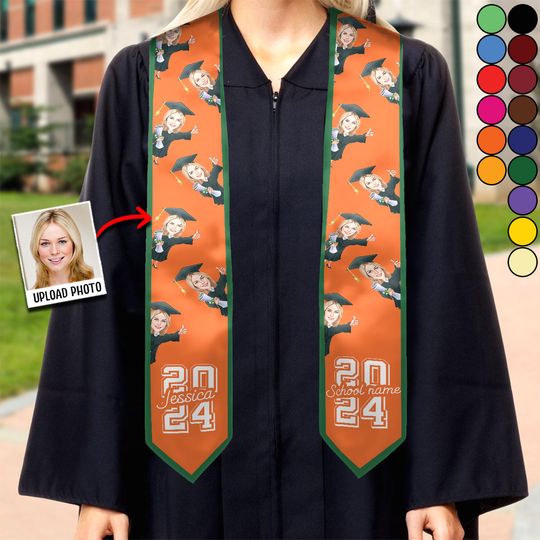 Discover Caricature Funny Character - Personalized Graduation Graduation Stole