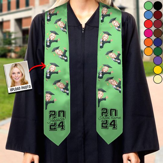 Discover Caricature Funny Character - Personalized Graduation Graduation Stole