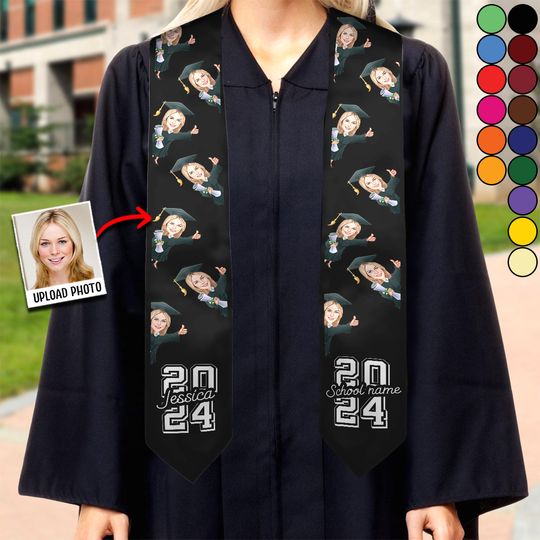 Discover Caricature Funny Character - Personalized Graduation Graduation Stole