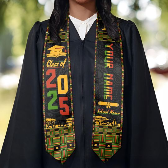 Discover Personalized African Flag Graduation Stole, African Graduation Stole