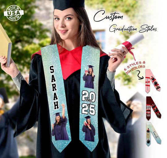 Discover Custom Graduation Stole with Photos 2025 Graduation Sash Personalized