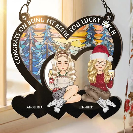 Discover Christmas Congrats On Being My Bestie - Personalized Window Hanging Suncatcher Ornament