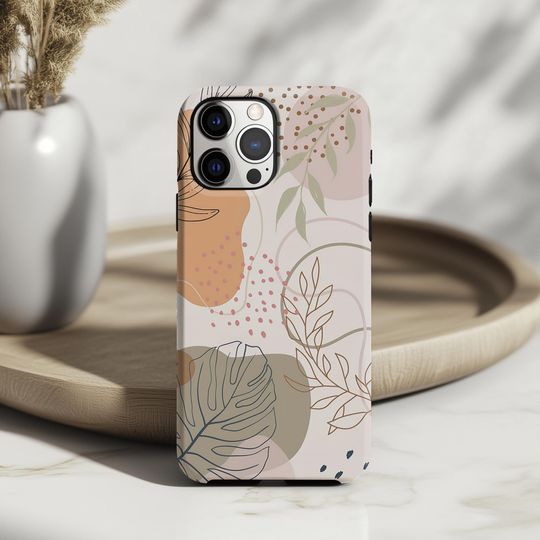 Discover Minimalist Abstract Botanical Phone Case Modern Leaf Plant Earthy iPhone Case