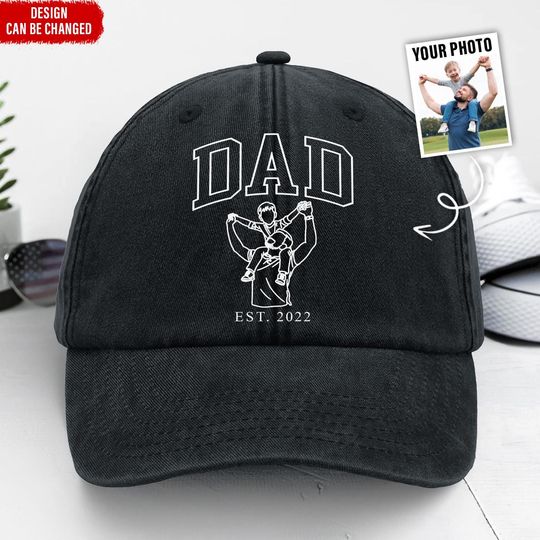 Discover Custom Photo Family Members-Personalized Dad Sketch Portrait Hats,