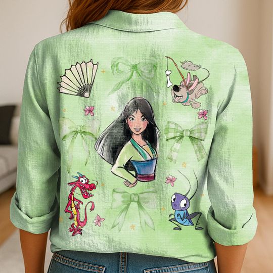 Discover Mulann Princess Women Casual Shirt, Disneyyy Women Blouses Shirt, Magicc Kingdom Shirt, Shirt For Women, Disneyyy Vintage Shirt
