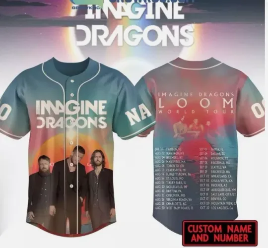 Discover Imagine Dragons Loom World Tour 2025 Personalized Baseball Jersey Shirt For Fans