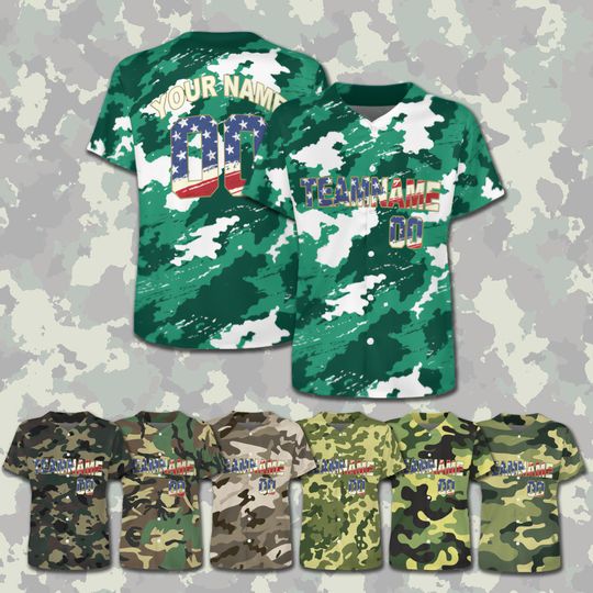 Discover Personalized Camo Baseball Jersey,Custom Name Trump Supporter Baseball Jersey,Baseball Patriotic jersey, Gift For Dad Veterans