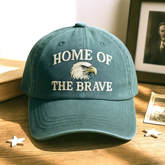 Discover Home Of The Brave Embroidered Baseball Cap, American Embroidery