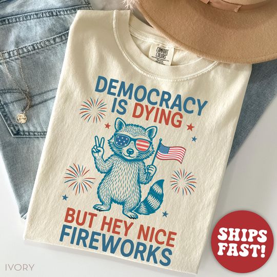 Discover Comfort Colors Protest Shirt for 4th of July, Political Shirt, Funny Raccoon Shirt