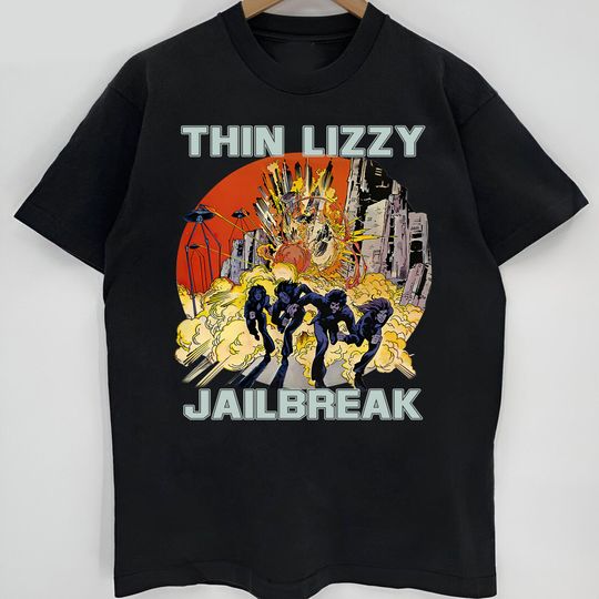 Discover Vintage Thin Lizz Jailbreak T-shirt, Retro Thin Lizz Graphic Shirt