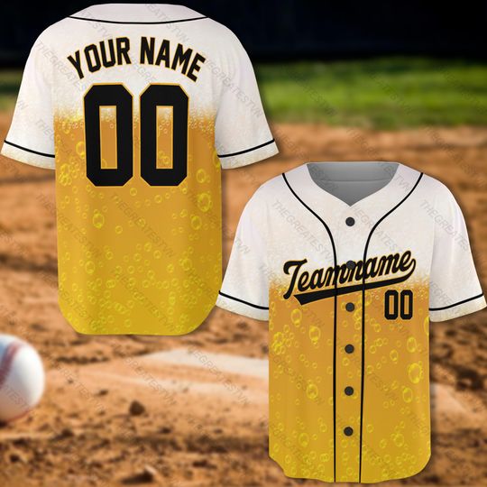 Discover Personalized Name and Number Beer Baseball Jersey, Custom Baseball Jersey