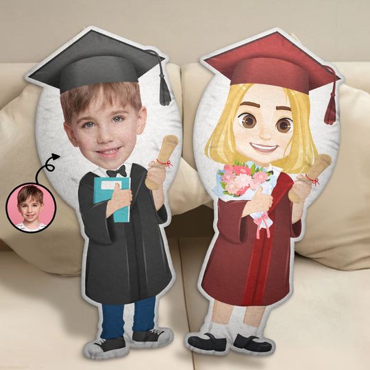 Discover Custom Photo Happy Graduation Kids - Gift For Children, Grandkids - Custom Shaped Pillow