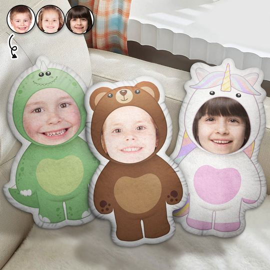 Discover Custom Photo Funny Kid Animal Cosplay - Gift For Children- Custom Shaped Pillow