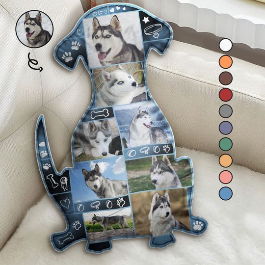 Discover Custom Photo Dog Shape - Gift For Dog Lovers, Dog Mom, Dog Dad - Custom Shaped Pillow
