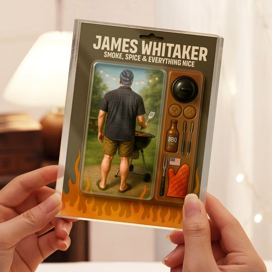 Discover Grilling Master Dad Grandpa Man Realistic Figure Style Acrylic Block Plaque